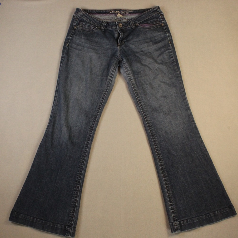 Refuge Jeans Womens Jr 13 Flare Bootcut Medium Wash Stretch Denim Y2K